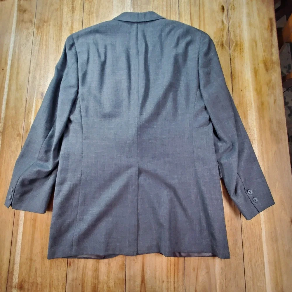 Vintage Brooks Brothers Blazer Mens 41R Grey Brooksgate 100% Wool 2-Button USA